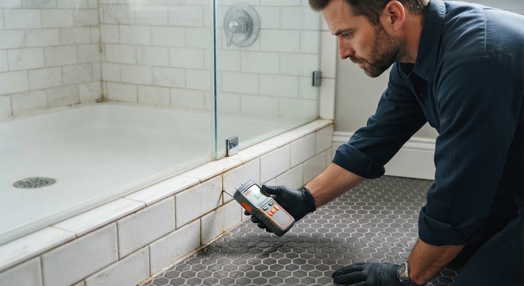shower leak detection Orange NJ testing bathroom tile and shower pan membrane